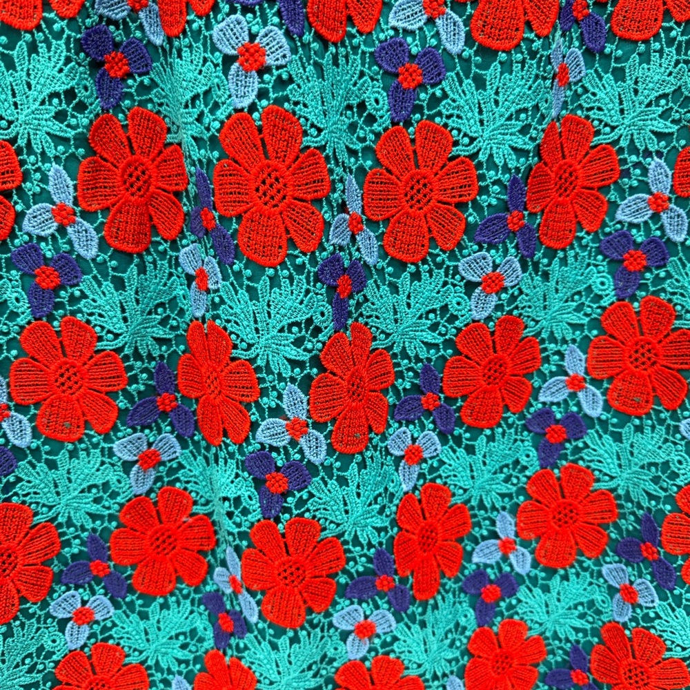 Draper James Size 10 Floral Lace Dress Party Cocktail Sleeveless Red Blue Teal - Picture 2 of 11